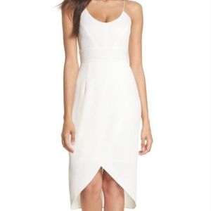 Chelsea28 Micropleat Tulip hem white dress